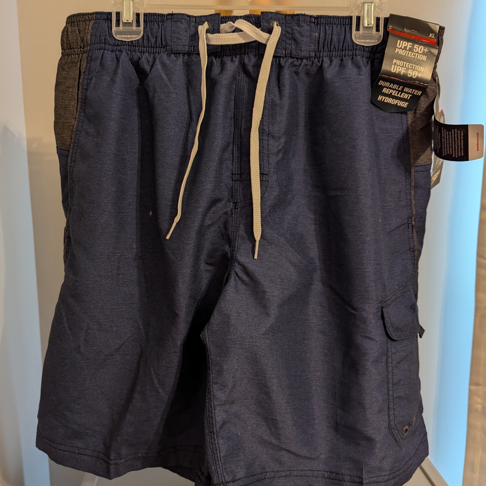 Speedo Navy Blue Swim Shorts with Dark Gray Panels